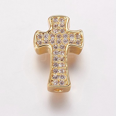 Brass Cubic Zirconia Beads KK-P134-09G-1
