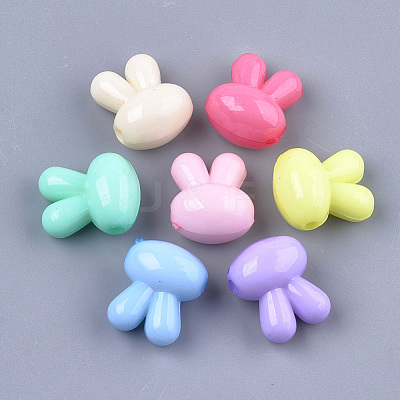 Opaque Solid Color Bunny Acrylic Beads MACR-T030-14-1