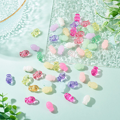 80Pcs 2 Styles Opaque Acrylic Beads OACR-TA0004-90-1