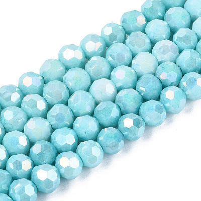 Anti-Tarnish Electroplate Glass Beads Strands EGLA-ZX010-6mm-10-1