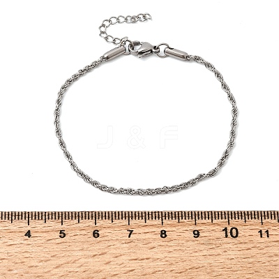304 Stainless Steel Rope Chain Bracelets for Women BJEW-P395-01P-1