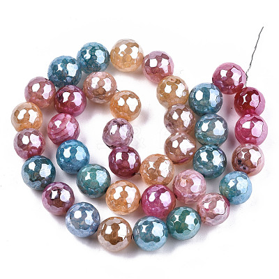 Electroplate Natural Agate Beads Strands G-T131-55-12-1
