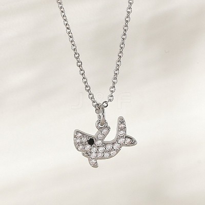 Ocean Summer Brass Pave Clear Cubic Zirconia Pendant Necklaces FS-WG82AA1-09-1