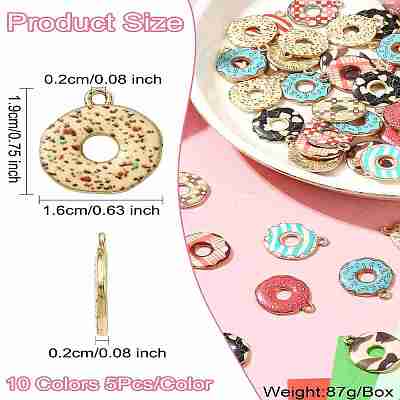 50Pcs 10 Colors Printed Alloy Pendants ENAM-CJ0006-81-1