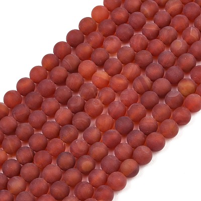 Frosted Natural Red Agate Beads Strands LS-G-F372-8mm-01-1