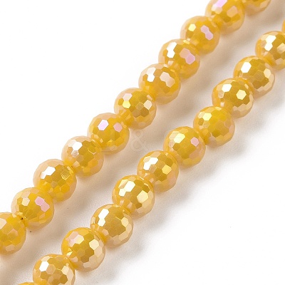 Electroplate Opaque Solid Color Glass Beads Strands GLAA-E036-11C-1