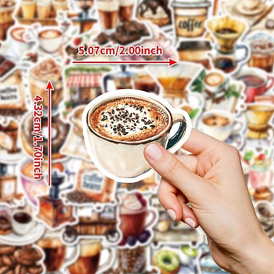 50Pcs Cartoon Coffee Paper Sticker STIC-C012-20-1