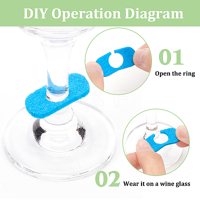 24Pcs 24 Colors Felt Wine Glass Charms AJEW-BC0004-20-1