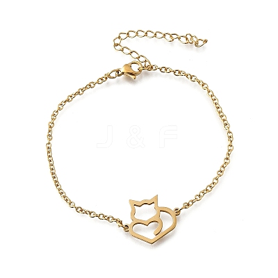 201 Stainless Steel Fox Link Bracelets BJEW-B128-05G-1