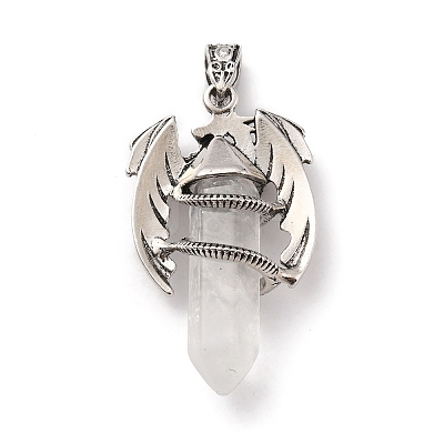 Natural Quartz Crystal Pointed Pendants G-B042-04P-59-1