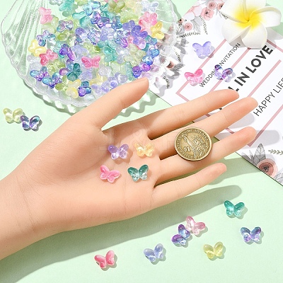 50Pcs Transparent Spray Painted Glass Beads GLAA-YW0004-97A-1