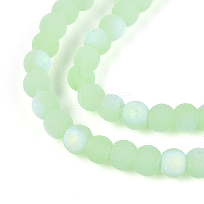 Frosted Imitation Jade Glass Beads Strands GLAA-T032-J4mm-MBB03-1