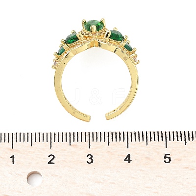 Brass Micro Pave Cubic Zirconia Adjustable Cuff Rings RJEW-C131-02G-1