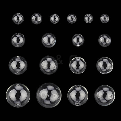 36Pcs 9 Style Handmade Two Holes Blown Glass Globe Beads GLAA-GO0001-11-1