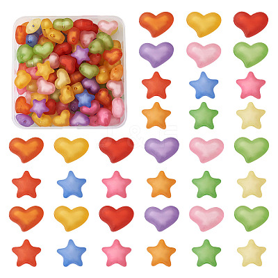 100Pcs 2 Style Frosted Acrylic Beads FACR-BT0001-01-1