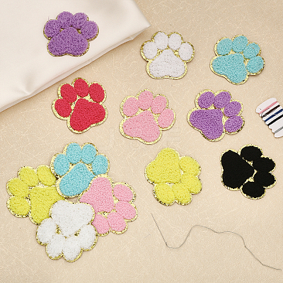 28Pcs 7 Colors Towel Embroidery Style Cloth Self-Adhesive/Sew on Patches DIY-CA0004-87-1