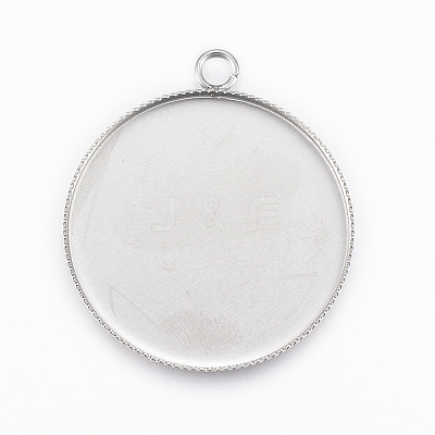 Tarnish Resistant 304 Stainless Steel Pendant Cabochon Settings X-STAS-E146-18P-30mm-1