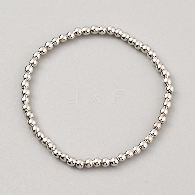 CCB Plastic Round Beaded Strech Bracelet BJEW-WH0023-03A-P-1