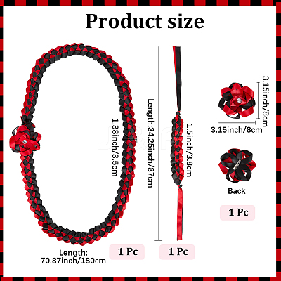 Polyester Graduation Honor Ribbon & Braided Bracelets & Brooch Sets AJEW-WH20816-001B-1