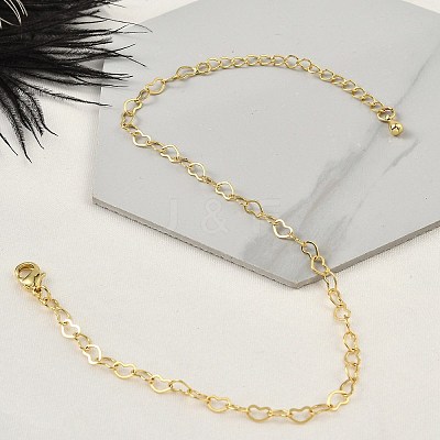 Brass Heart Link Bracelets for Women BJEW-G735-07G-01-1