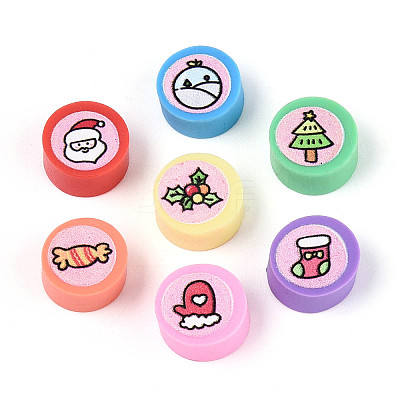 Printed Handmade Polymer Clay Beads CLAY-T022-12A-1