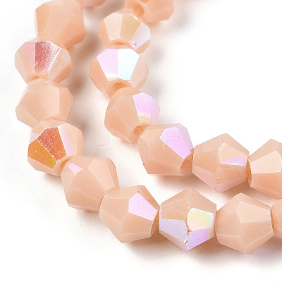 Opaque Solid Color Electroplate Glass Beads Strands EGLA-A039-P6mm-L06-1