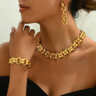 Vintage Exotic Style Iron Link Chain Bracelets & Earrings & Necklaces Sets for Women CH8318-1