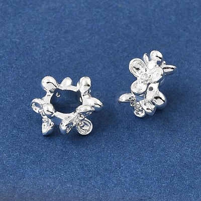 Brass Micro Pave Clear Cubic Zirconia European Beads KK-D110-03S-1