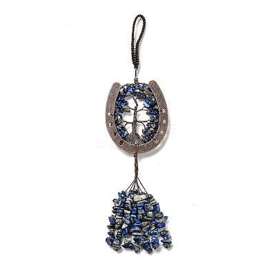 Natural Lapis Lazuli Chip Tree of Life Pendants Decoration G-F733-06F-1