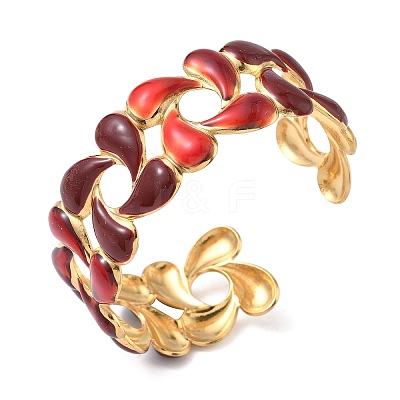 Teardrop 304 Stainless Steel Cuff Bangles BJEW-F525-03A-G-1