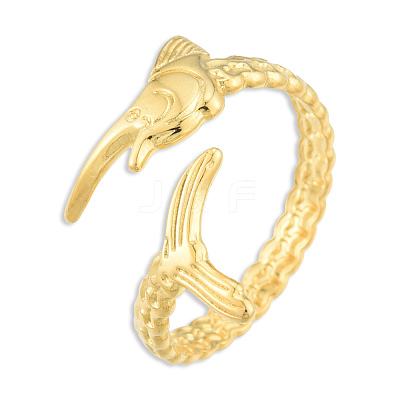 Ion Plating(IP) 201 Stainless Steel Fishbone Wrap Open Cuff Ring for Women RJEW-N038-101LG-1
