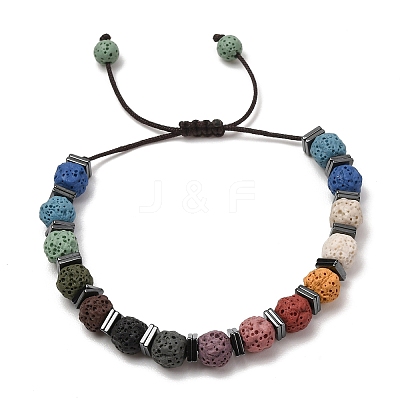 Chakra Round Dyed Natural Lava Rock Braided Bead Bracelets GG-CBA922D-01-1