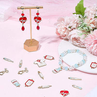 32Pcs 8 Styles Medical Theme Alloy Enamel Pendants ENAM-SC0007-59-1