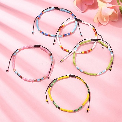 Glass Seed Braided Bead Bracelet for Women BJEW-JB09628-1