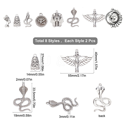 16Pcs 8 Style Alloy Pendant FIND-SC0001-74-1
