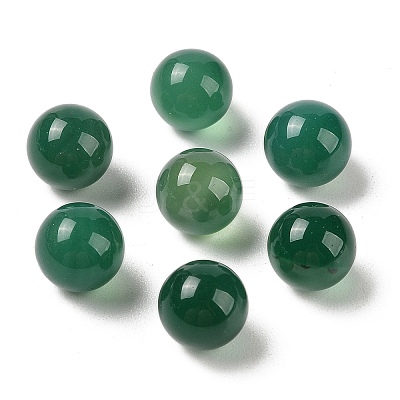 Natural Green Onyx Agate No Hole Sphere Beads G-K353-04A-27-1
