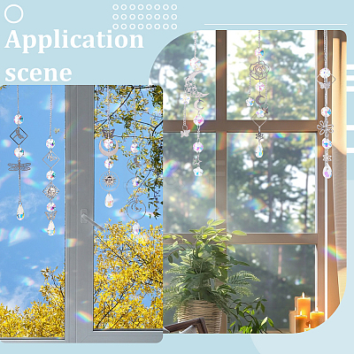 DIY Stainless Steel Glass Sun Moon Hanging Suncatcher Making Kits DIY-SC0031-25-1