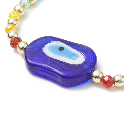Evil Eye Lampwork Braided Bead Bracelet with Glass Beaded Chains for Women BJEW-JB09412-1