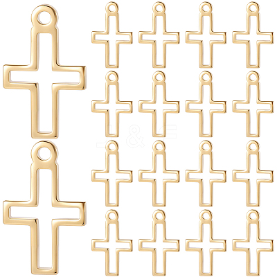 100Pcs Brass Tiny Cross Charms KK-BBC0024-59G-1