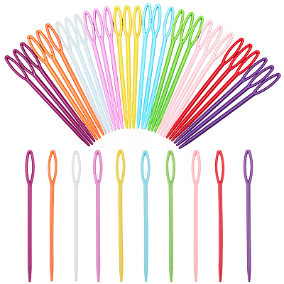 100Pcs Plastic Yarn Knitting Needles SENE-SP0001-01-1