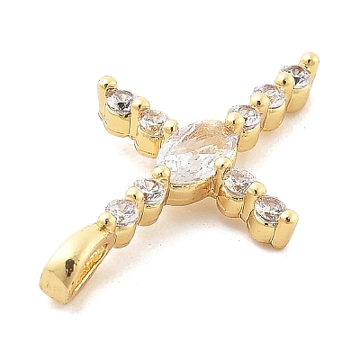 Brass Micro Pave Clear Cubic Zirconia Pendants KK-L228-01G-02-1