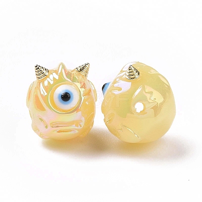 UV Plating Rainbow Iridescent Acrylic Beads OACR-A018-03B-1