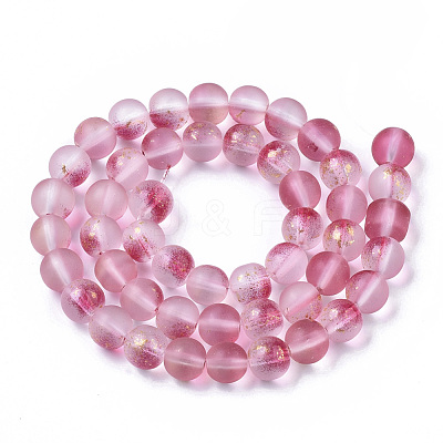 Frosted Spray Painted Glass Beads Strands GLAA-N035-03C-C04-1