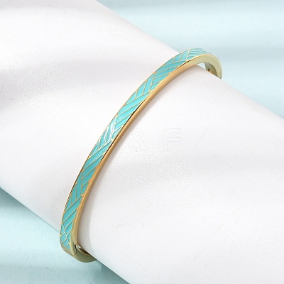 304 Stainless Steel Enamel Hinged Cuff Bangles for Women SA-CBAC920-15G-01G-1