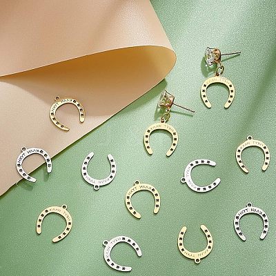 16Pcs 2 Colors 201 Stainless Steel Pendants STAS-CA0001-52-1