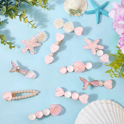 2 Bags 2 Styles Resin & Alloy Alligator Hair Clips AJEW-CY0001-39A-1