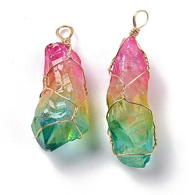 Natural Raw Quartz Crystal Pendants G-C023-10-1