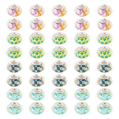 40Pcs 4 Colors Resin European Beads RPDL-TA0001-15-1