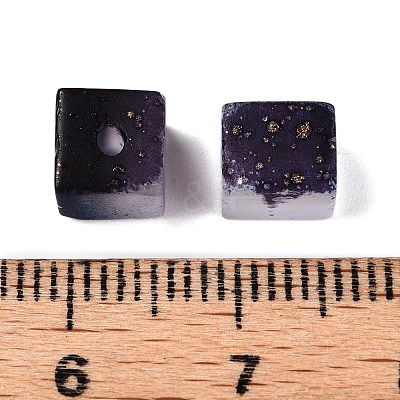 Frosted Glass Beads with Golden Glitter Powder DGLA-NH001-6mm-01B-1