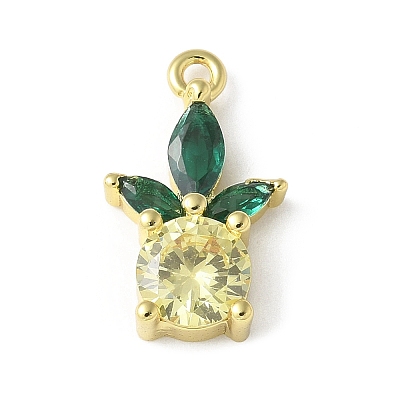 Brass Micro Pave Cubic Zirconia Pendants KK-P290-02C-G-1